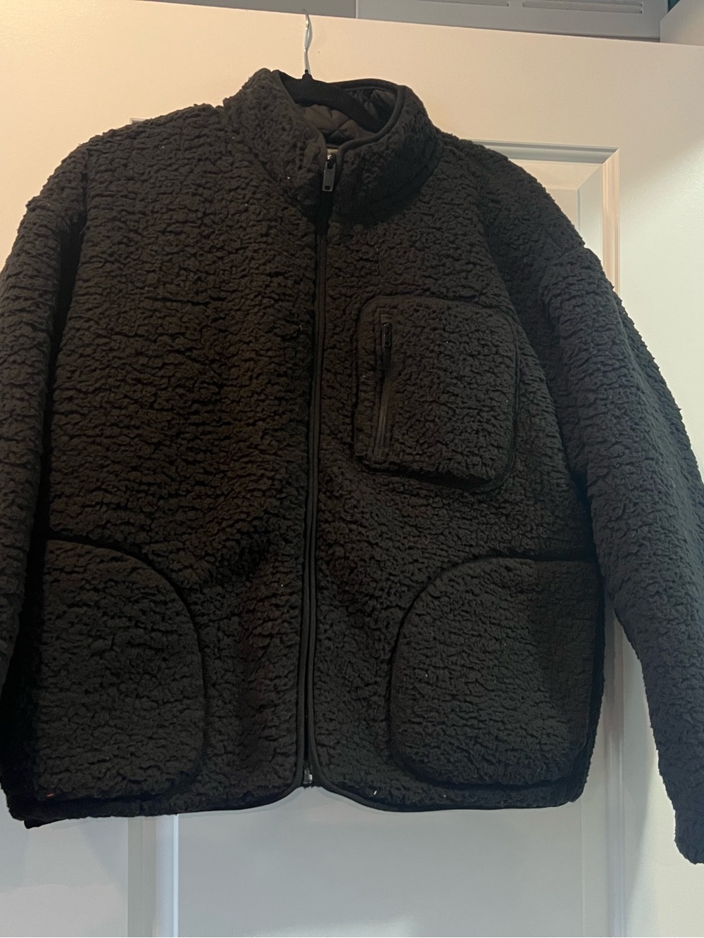 Men's Black Sherpa Zip-Up Jacket